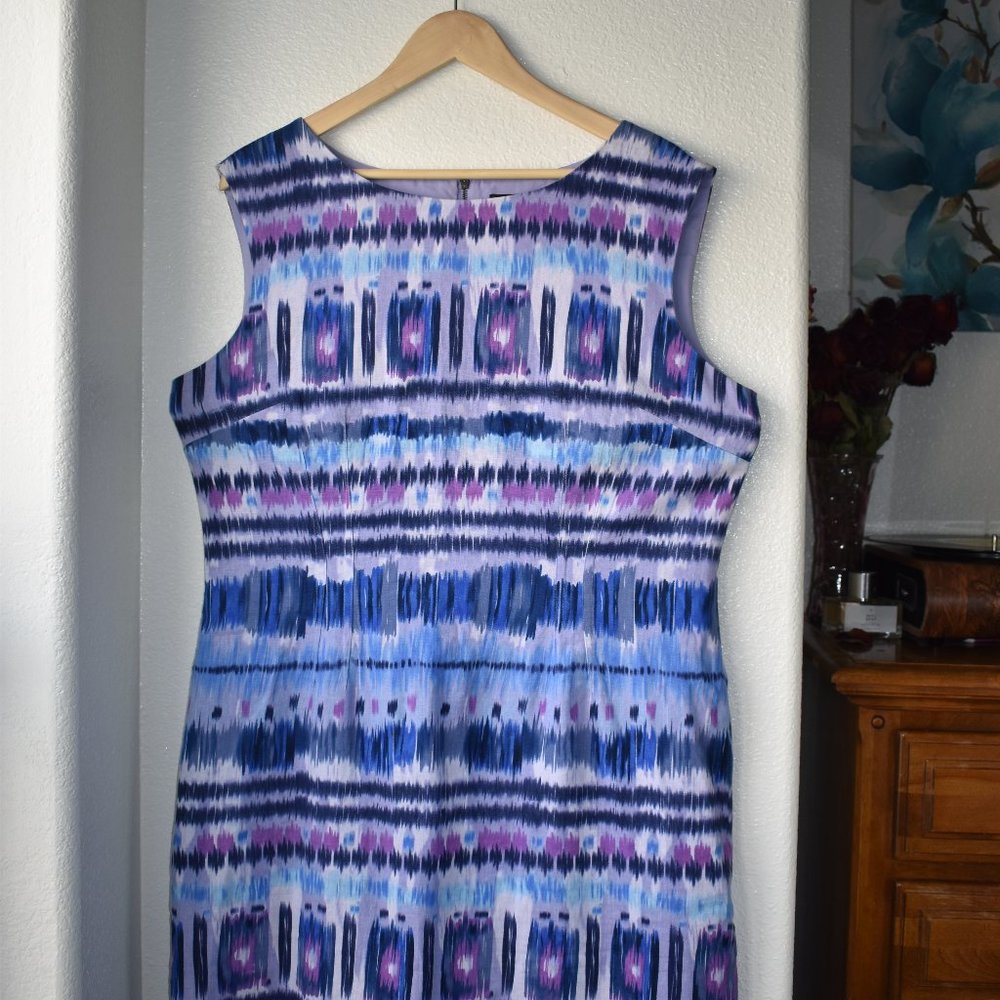 Tahari Purple Black and Blue Work Dress